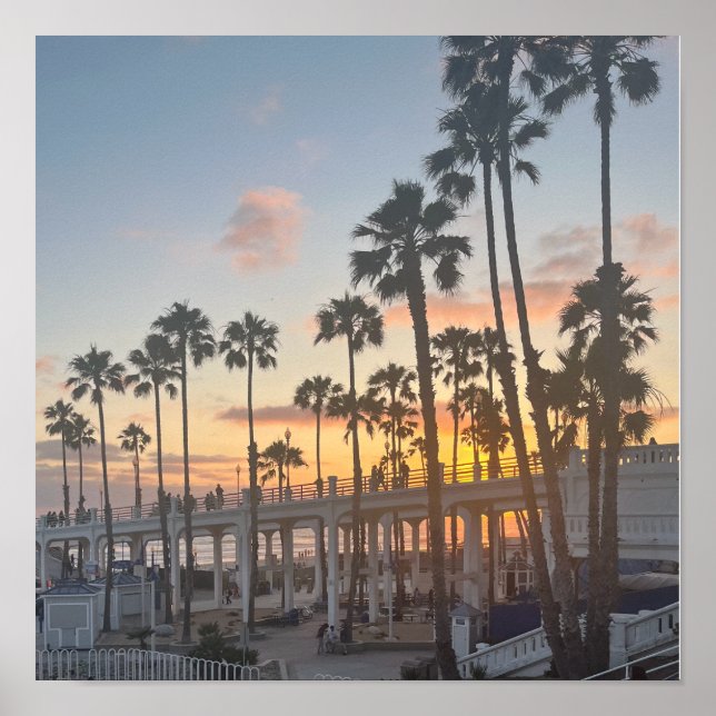 Orange and Yellow Sunset Oceanside California Poster (Front)