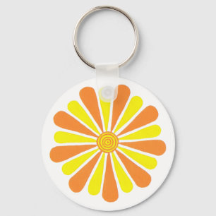Orange and yellow sunshine flower keychains