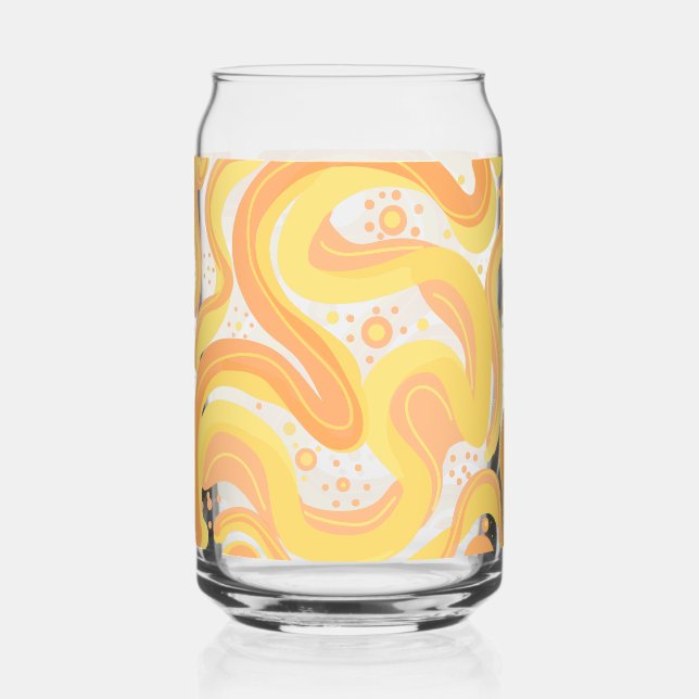 Orange And Yellow Swirls With Dots Can Glass (Front)