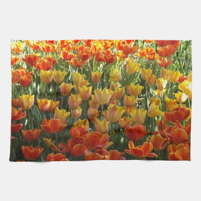 Orange and Yellow Tulips Kitchen Towel (Horizontal)