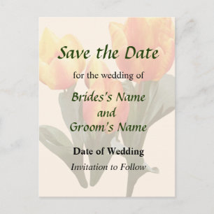 Orange and Yellow Tulips Save the Date Announcement Postcard