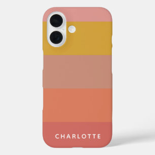 Orange and Yellow Warm Stripes Geometric Name iPhone 16 Case