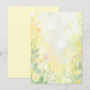 Orange and yellow watercolor floral blank wedding invitation