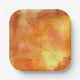 Orange and yellow watercolor printed paper plate
