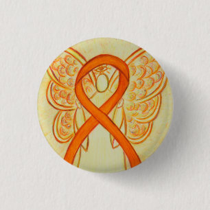 Orange Angel Awareness Ribbon Custom Art Pins