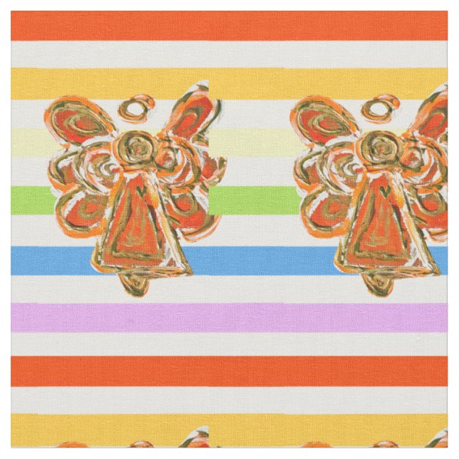 Orange Angel Rainbow Stripe Fabric Art Material (Close Up)