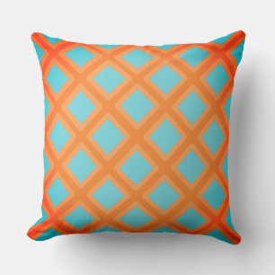 Orange Angled Squares Throw Pillow