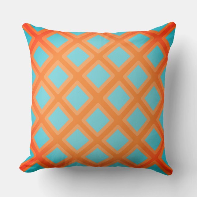 Orange Angled Squares Throw Pillow (Front)