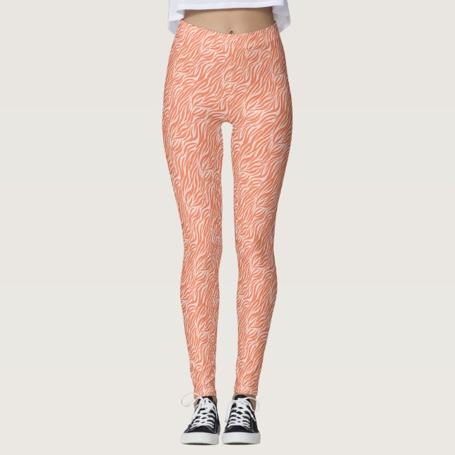 Orange Animal Print Tiger Stripes Leggings (Front)