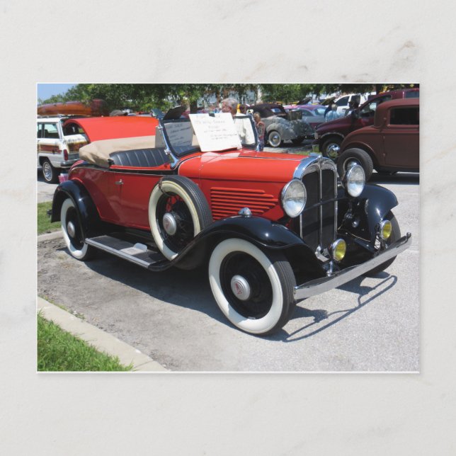 Orange Antique Car Postcard (Front)
