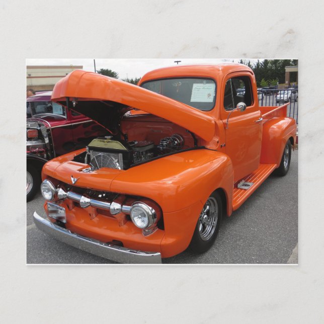 Orange Antique Truck Postcard (Front)