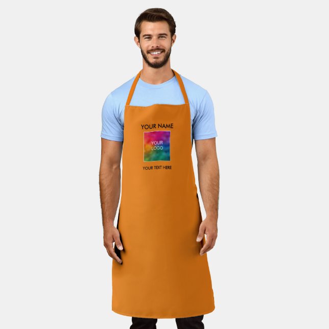 Orange Apron Upload Your Company Logo Here Simple (Worn)