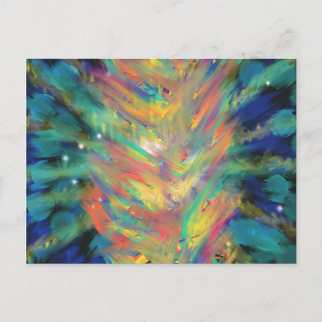 Orange Aqua Green Acrylic Abstract Art Painting Postcard (Front)