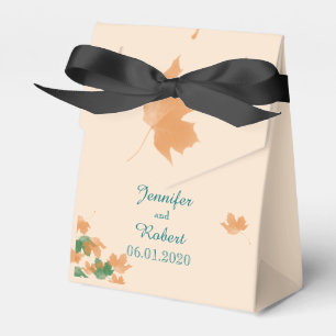 Orange Aqua Maple Leaf Wedding Favour Box