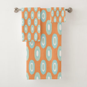 Orange Aquamarine Pattern Bath Towel Set