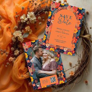 Orange Arch Colorful Adorable Floral Background Save The Date