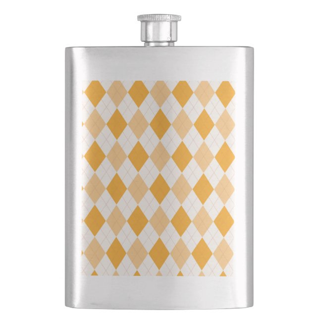 Orange Argyle Hip Flask (Front)
