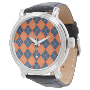 Orange Argyle Watch