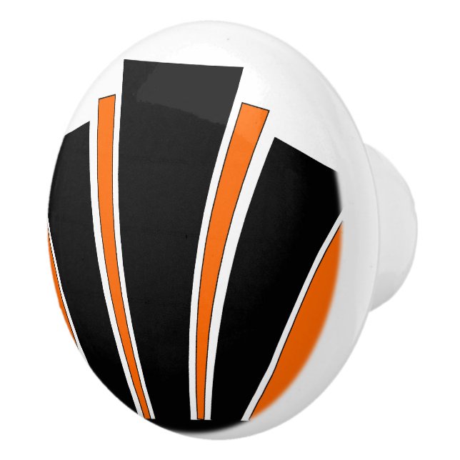 Orange Art Deco Design Ceramic Knob (Right)
