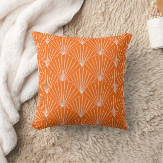 Orange Art Deco Design Throw Pillow