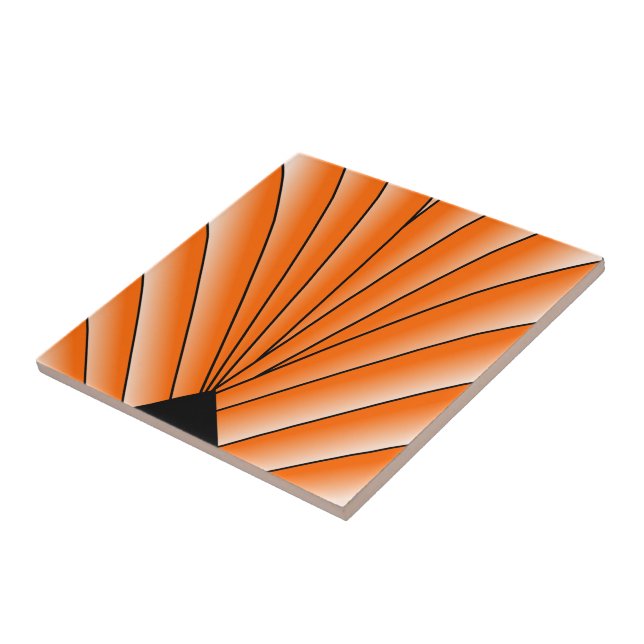 Orange Art Deco Design Tile (Side)