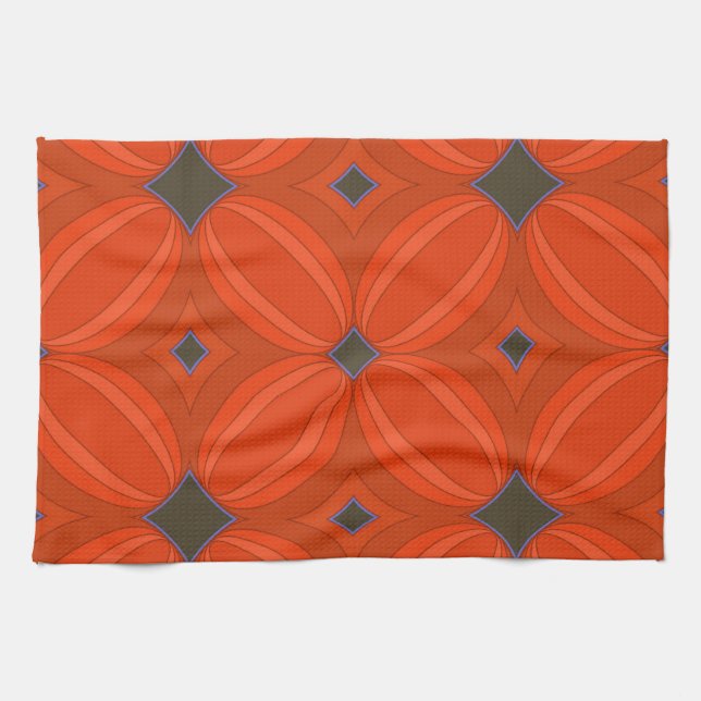 Orange Art Deco Kitchen Towel (Horizontal)