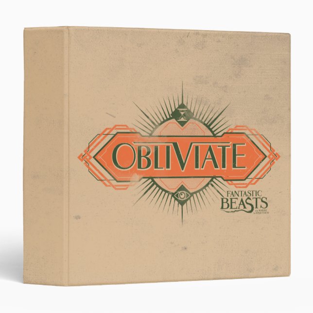 Orange Art Deco Obliviate Spell Graphic Binder (Front/Spine)