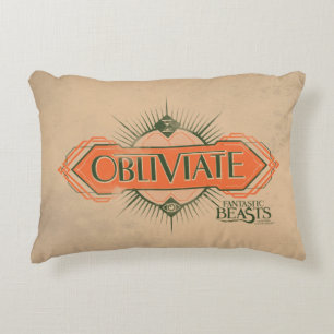 Orange Art Deco Obliviate Spell Graphic Decorative Pillow