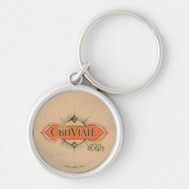 Orange Art Deco Obliviate Spell Graphic Keychain (Front)