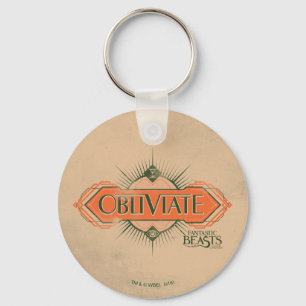 Orange Art Deco Obliviate Spell Graphic Keychain