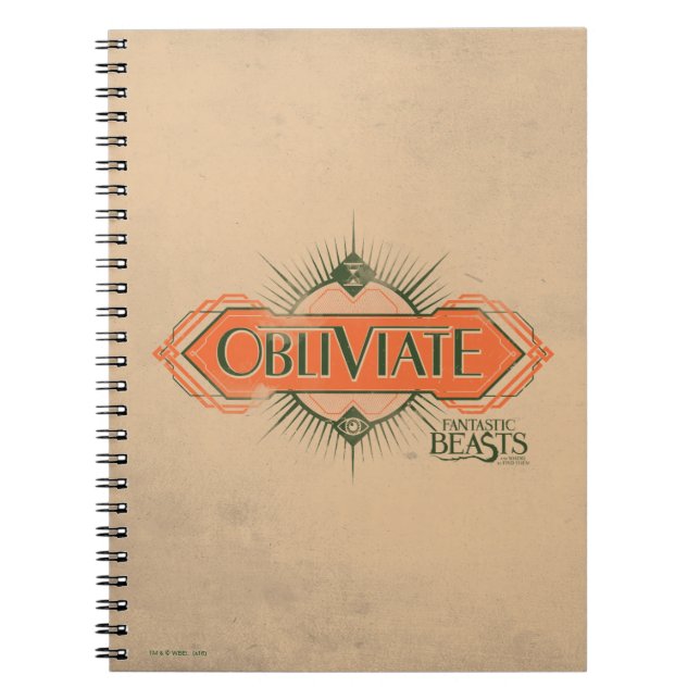 Orange Art Deco Obliviate Spell Graphic Notebook (Front)