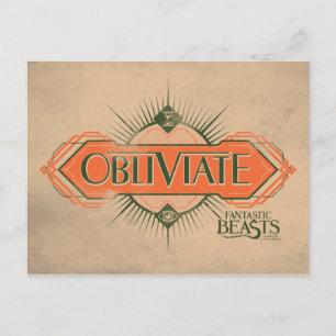 Orange Art Deco Obliviate Spell Graphic Postcard