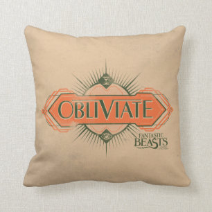 Orange Art Deco Obliviate Spell Graphic Throw Pillow