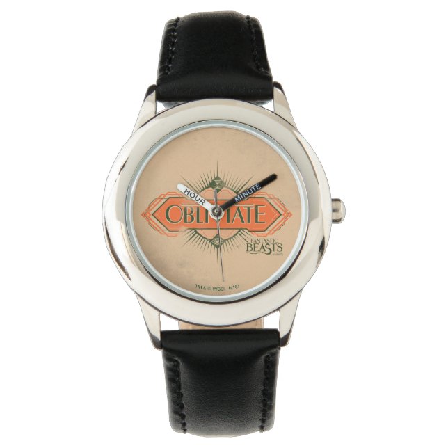 Orange Art Deco Obliviate Spell Graphic Watch (Front)