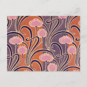 Orange Art Deco Pattern Postcard