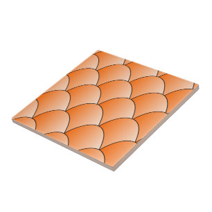 Orange Art Nouveau Design Tile