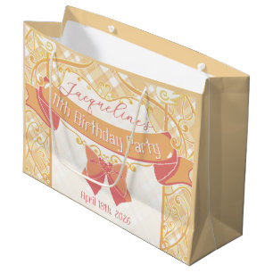 Orange Art Nouveau Princess Birthday Large Gift Bag