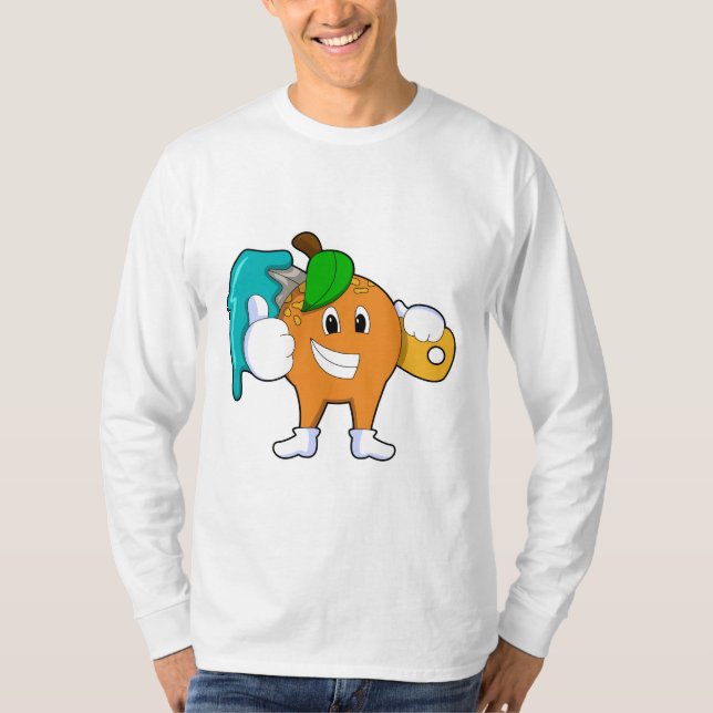Orange as Painter with Paint brush T-Shirt (Front)
