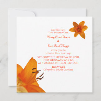 Orange Asiatique Lily Faire-part de mariage