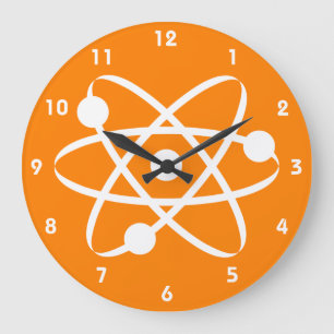 Orange Atom Large Clock