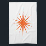 Orange Atomic Starburst Mid Century Hand Towel<br><div class="desc">Add a pop of colour to your kitchen with this adorable dark orange atomic star kitchen towel. This will look fantastic hanging from the oven door!</div>