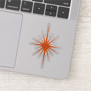 Orange Atomic Starburst Mid Century Modern Sticker