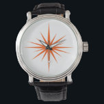 Orange Atomic Starburst Mid Century Modern Watch<br><div class="desc">This fab mid century modern watch features a bold orange starburst, which will make a fun statement on your wrist!</div>