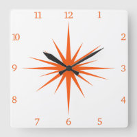 Orange Atomic Starburst Numbers Mid Century