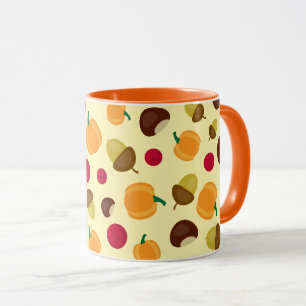 Orange Autumn Fall Pumpkin Berries Pattern Mug