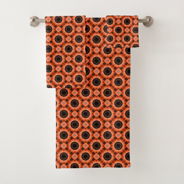 Orange Autumn Flower Bath Towel Set (Insitu)