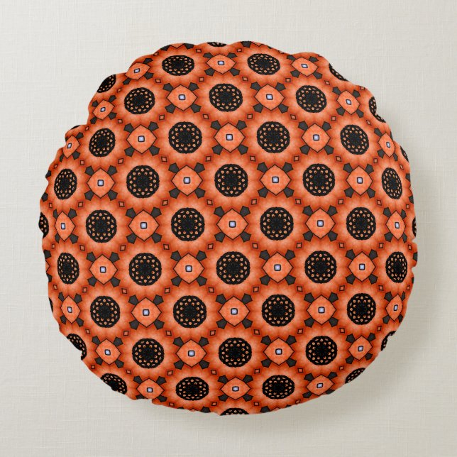 Orange Autumn Flower Round Pillow (Front)