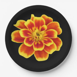 Orange Autumn Flower Rustic Fall Wedding Floral Paper Plate