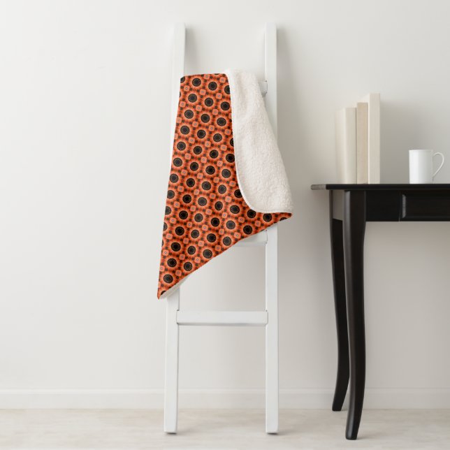 Orange Autumn Flower Sherpa Blanket (In Situ)