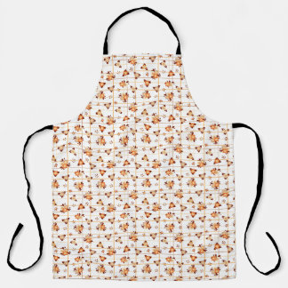 Orange autumn flowers on a white background apron